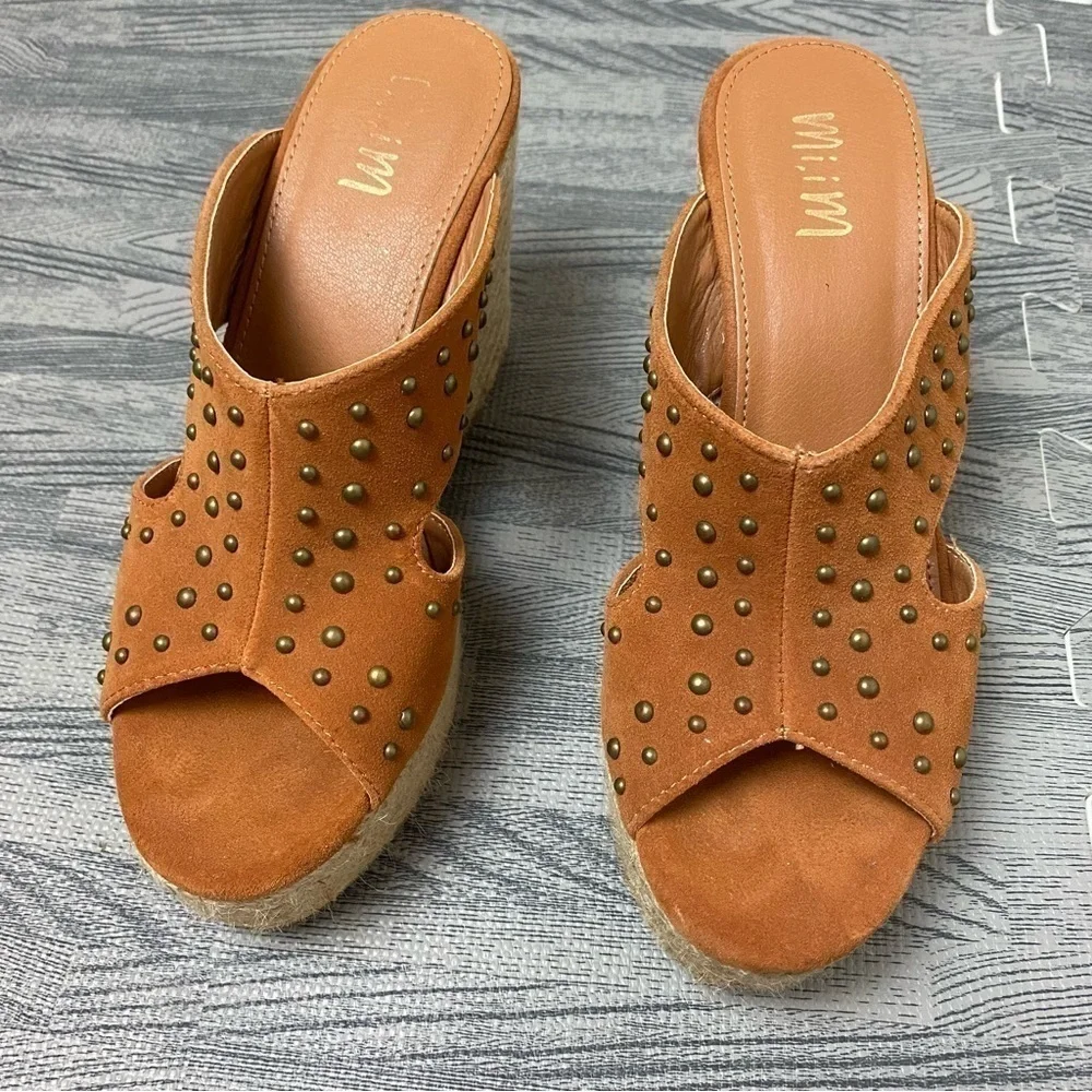Miim “Ada” Studded Notch Platform Heels